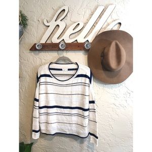 Lou & Grey Striped Cream and Navy Knit Sweater
